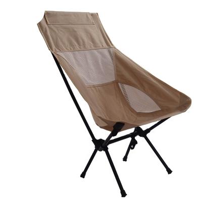 China Ultralight Portable Outdoor Aluminum Folding Chair High Moon Weather Furniture Camping Leisure Space Back Fishing Back Chair for sale