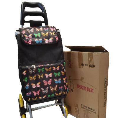 China Folding Multifunctional Portable Shopping Trolley With Rising Wheels Food Folding Supermarket Shopping Trolley Waterproof Bag for sale