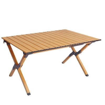 China Easy Carry Outdoor Folded Portable And Easy To Carry Furniture Solid Wood Camping Barbecue Egg Roll Table for sale