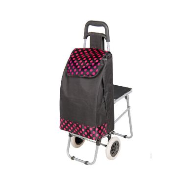 China Folding Portable Shopping Trolley With Chair Food Folding Waterproof Supermarket Shopping Trolley Bag Shopping Trolley for sale