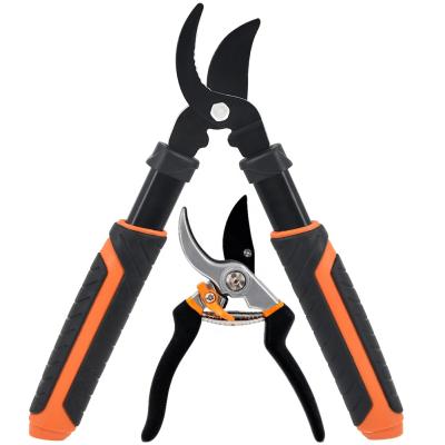 China Vertak Anti-Slip Handle 2 Pieces Shear Set Gardening Lopper Pruners Bypass Hand Shears for sale