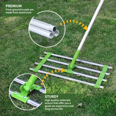 China VERTAK Multifunctional 24 Inch Manual Tine Aluminum Garden Lawn Leveling Rake Farm Soil Sand Spreader for sale