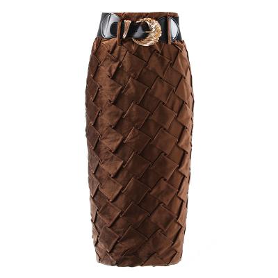 China Breathable Vintage Slimming Midi Wrap Skirts 2022 Autumn And Winter New Black FLANNEL High Waist Pencil Skirts for sale