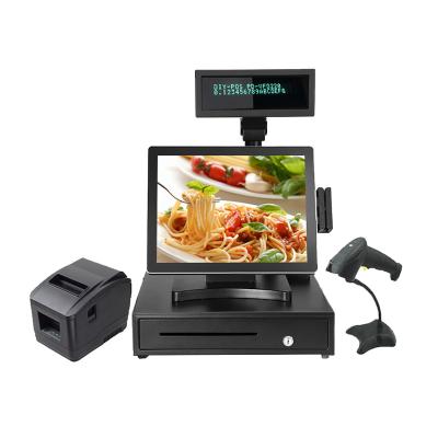 China Supermaket/Restaurant/AMT 15 inch cash register retail store touch screen payment restaurant terminal machine all in one POS bank pos stand systems for sale