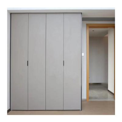 China JOYEDA Expandable Gray Folding Door Wardrobe with Top Cabinets for Bedroom Furniture for sale