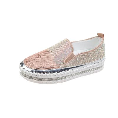 China 2022 Crystal Pantshoes Flats Shoes Women's Luxury Rhinestone Platform Loafer Stitching Slip-On Shoes Rhinestone Leather Ladies Hand for sale