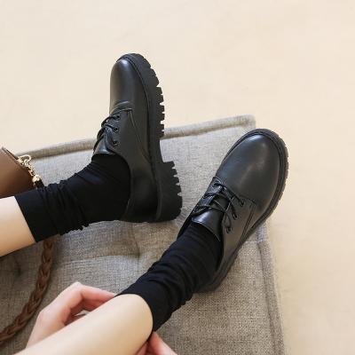 China Flat 2022 Latest Spring And Autumn Leisure Lace Up Leather Shoes, Students Low Cut Lace Up PU Flat Shoes for sale