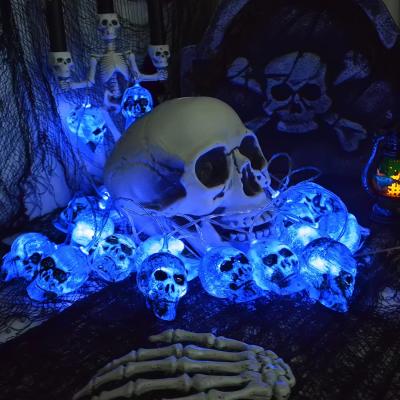 China Halloween Lights New Halloween Skull Decor Tethering Copper Wire LED Lamp Blue String Light With Acrylic Skull Decorations for sale