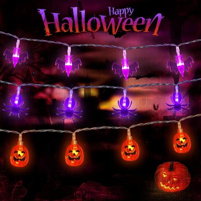 China Total Battery 3 String Lights Purple Orange Halloween Light Pumpkins Spider Bats New For Indoor Outdoor Halloween Decorations for sale