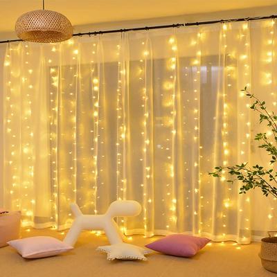 China Curtain New 300 LED Warm White 8 Light Modes Lights Curtain String Fairy Lights Christmas Wedding Party for sale