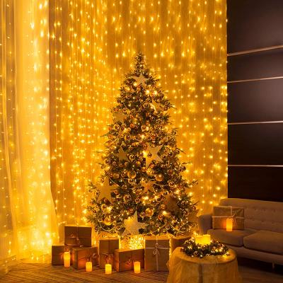 China Remote Control Curtain Light 300 LED Curtain Lights Plug In Outdoor Curtain Lights Window Hanging String Light For Christmas for sale