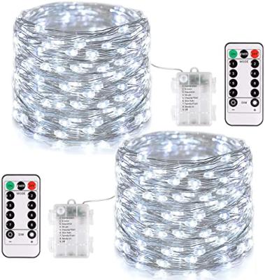 China 2 Pack 100 LED Fairy String Lights Battery Powered 33ft with Outdoor 8 Modes LED Waterproof Colorful Fairy String Lights for sale