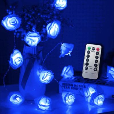 China Beautiful Wedding Party Decoration PVC Indoor Outdoor 30LED Wire Rose Battery Operated Clear LED String Lights for sale