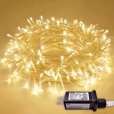 China Amazon Solar String Light Hot Sale Plug In Fairy String Lights Clear Wire Blue String Lights 200 LED Indoor Outdoor For Christmas Tree Wedding Party for sale