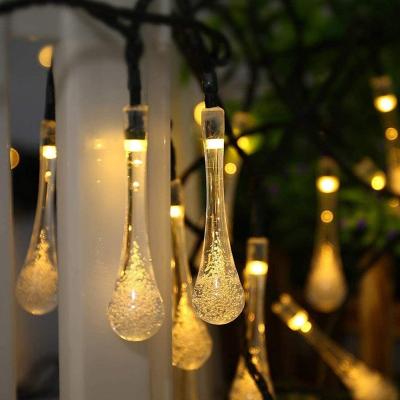 China Beautiful 30 LED String Fairy Lights Solar Outdoor Decorative Water Drop Christmas Lights for sale