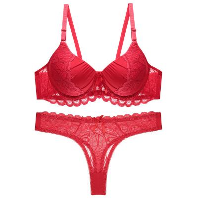 China Wholesale Sexy One Piece Lace Frontier Plus Size Gathering Bra Set Clothing Set Bow Front Bra for sale