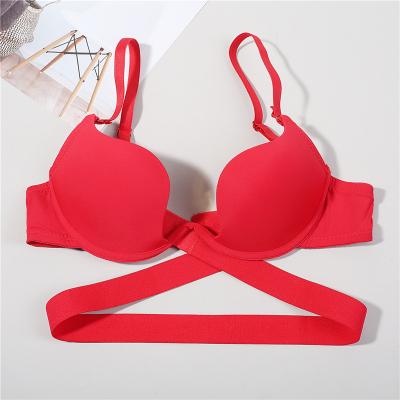 China Sexy Female Women One Piece Push Up Bra Deep Back Cross Plunge Ladies Bras U Bra for sale