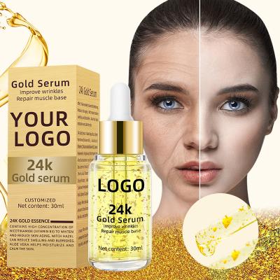 China Peel Pure 24k Gold Face Serum Revitalizer 24K Gold Face Serum Organic Facial Skin Moisturizing Firming Anti Aging Skin Care Essential Oil for sale