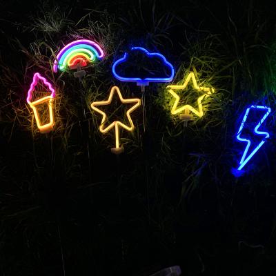 China Outdoor PP Yard Garden Lawn Path Lighting Solar Power Led Garden Light Decorative Neon Lamp For Outdoor Decoration for sale