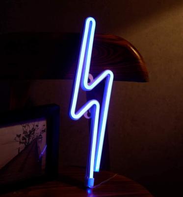 China Modern Amazon FBA LED Lightning Bolt Modern Neon Signs for Wall Decor Battery and USB Powered Room Decor Neon Sign Holiday Lighting for sale