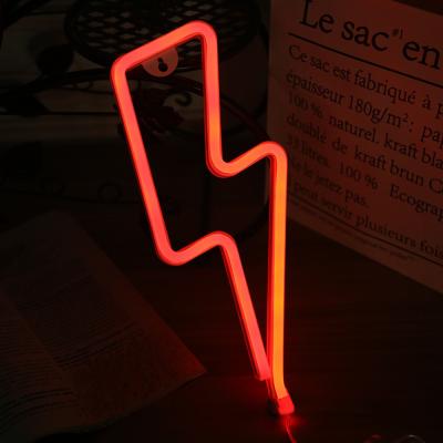 China Amazon Hot Wholesale Modern Customized Modern Lightning Shaped Led Neon Light Wall Home Decor By Battery And USB LED Neon Neon Sign for sale