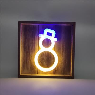 China 2020 Decoration LED Neon Lights with Wooden Frame for Wall Decor Room Christmas Baby Room Decor Night Light Projector for sale