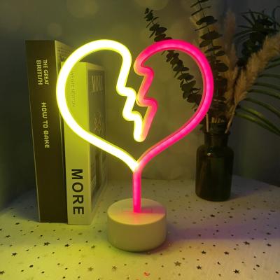 China 2022 Hot Sale Hotel Amazon Customs Lead Neon Light For Home Decor Led Design Lighting Heart Shaped Battery Operated Neon Sign for sale