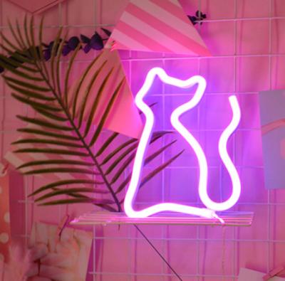 China 2020 New Design Modern Cute Cat Neon Lamp Night Lamp Battery Operated Cute Led Neon Decorative Light with USB Powered for sale