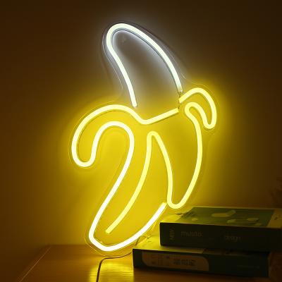 China 2020 Party Acrylic Neon Sign Banana Shaped Neon Lamp Art Wall Decorative LED USB Neon Signs Down Light Baby Room Decor Wall Light for sale