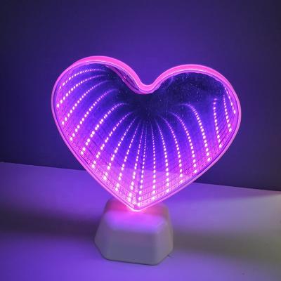 China Wholesale Decoration Decoration Led Magic Endless Infinity Heart Mirror Table Light For Bathroom Decoration for sale