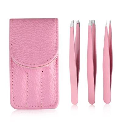 China OEM Eco - Friendly Pink Set Eyebrow Tweezers for sale