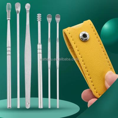 China Eco-Friendly Earwax Removal Set, Ear Wax Removal 6-in-1 Ear Pick Tools Reusable Ear Cleaner, Stainless Steel Ear Pick Set With Storage Box main channels for sale