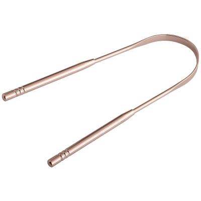 China Clean Your Tongue Rose Gold Tongue Cleaner Tongue Scraper Stainless Dental Brush Scraper for sale