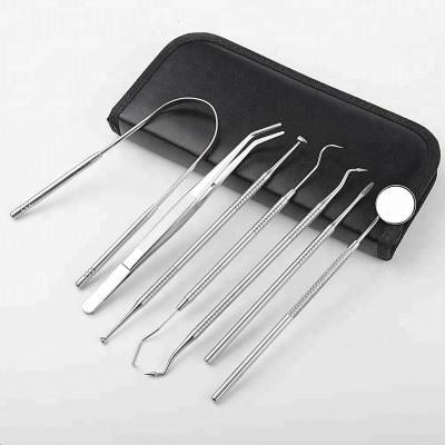 China Dental Equipment Stainless Steel 7pcs Hygienic Healthy Anti-Slip Tartar Removal Oral Care Kit for sale