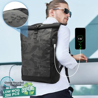 China New Camouflage Custom Pattern Print RPET New Type Outdoor Computer 15.6 Inch Laptop Travel Waterproof Backpackfor Men With USB Charging for sale