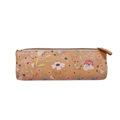 China Fashion Goods/Flower Printing Customizable Leather Pencil Bag Zipper Pencil Case Cute High Quality Stationery Pouch for sale