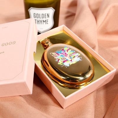 China Agriculture Gold 3oz Stainless Steel Round Hip Flask With Funnel For Ladies And Girls #OD-009-11 for sale