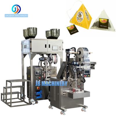 China Automatic GARMENT triangle tea bag packing machine inner and outer bag tea packing machine filter bag making machine with sticker for sale