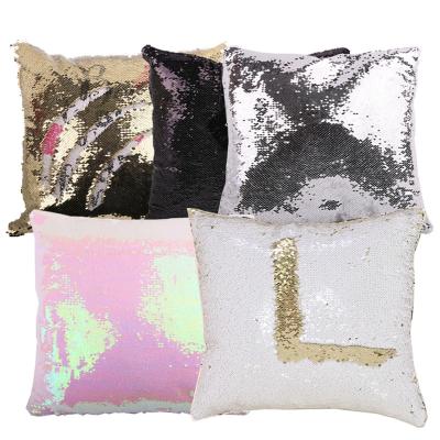 China Non-toxic sequins heat transfer pillow sublimation heart shaped square pillow for printing picture and logo for sale