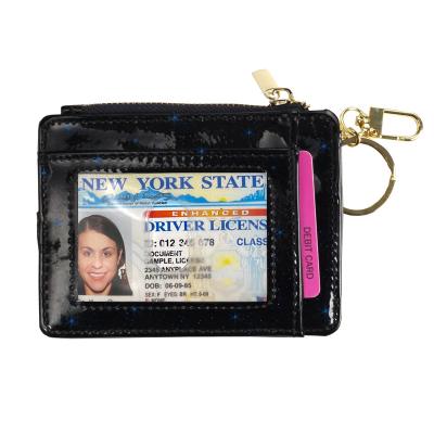 China PU Leather ID Badge Card Holder Wallet with Zipper RFID Blocking Pocket and Neck Lanyard Strap for Offices ID Cards WG057-G-S for sale