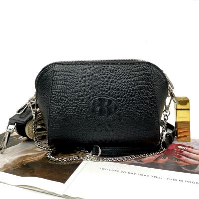 China Portable Genuine Leather Woman Handbag Shoulder Bag Crocodile Pattern Pressed To Whip Leather Shoulder Sling Bag For Woman for sale