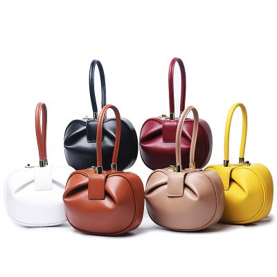 China Genuine Leather Round Women Tote Bag Clutch Bag Lantern New Creative Fashion Handbag Design Lock for sale