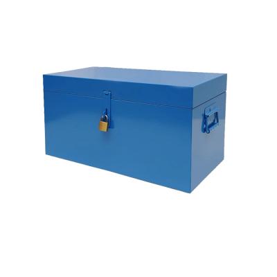 China Customized Manufacture Folding Solid Painted Sheet Steel Storage Bin Metal Trunk Box With Lock for sale