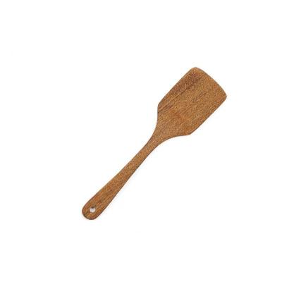 China Sustainable Kitchen Handmade Natural Teak Cooking Spoon Wooden Spatula Utensils Set For Nonstick Cookware for sale