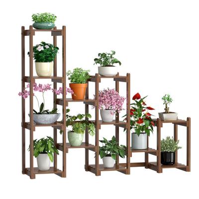 China Eco-friendly foldable wooden multi-layer balcony rack plant shelf household indoor garden simple flower pot shelf for sale