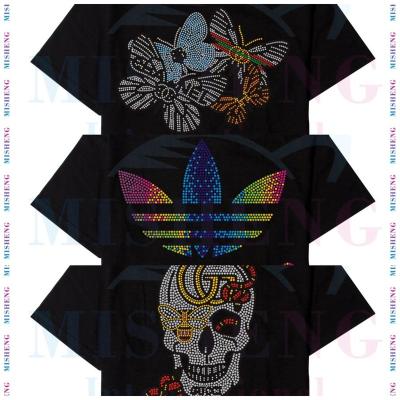 China Flatback Skeletons Punk Patterns Creative Designs Heat Transfer Template Sheet Appliques Hot Fix Rhinestone for sale