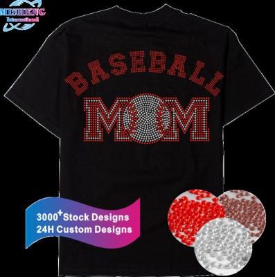 China Flatback let us play baseball! Iron On Crystal Rhinestone T-Shirt Transfer by JCS Rhinestones for sale