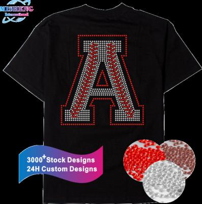 China Flatback Baseball Mom Rhinestone Bling Iron On Heat Transfer Designs With Shirt for sale