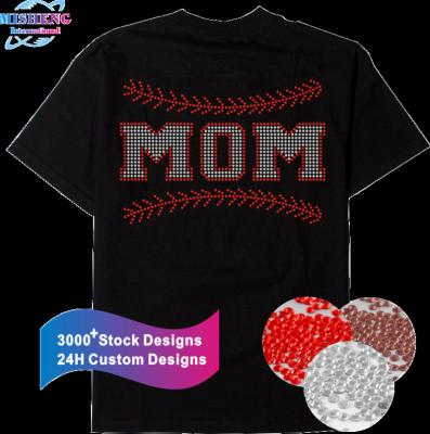 China Classic Flatback Baseball Mom Iron On Rhinestone T-shirt Transfer Crystal T-shirt Transfer for sale