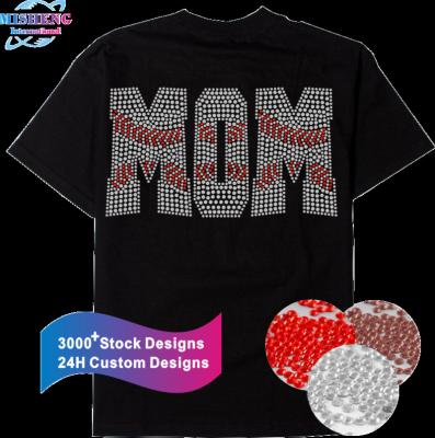 China New to Flatback! Classic Baseball Mum Rhinestone Transfer Pattern Iron On Designs With Shirt for sale